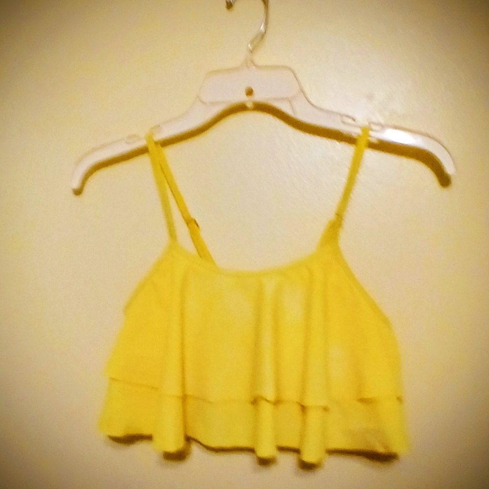 Yellow Ruffled Bikini Top